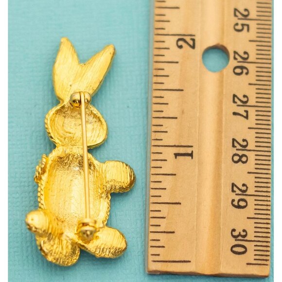 Vintage Gold Tone Boho Rope Bunny Brooch, E25 - Picture 2 of 2